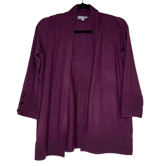 NWOT Evolution 3/4 Button Sleeve Merlot Cardigan S - Picture 1 of 7